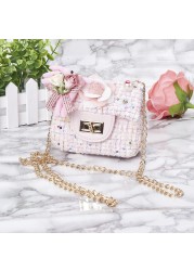 Sequin Bag for Girls, Princess Bag, Pearl, Floral Pattern, Sequin Shoulder Bag