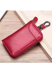 PU Leather Men Women Key Wallet Card Holder Car Housekeeper Coin Purse Keychain Zipper Key Bag With Key Rings