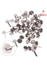 50pcs Punk Rock Rivets 12mm Metal Crafts Purse Feet Rivets Studs Pierced For Purse Handbag Leather Bag DIY Accessories