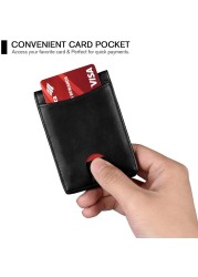 Minimalist Slim Wallet for Men with Money Clip RFID Blocking Front Pocket Credit Card Holder Thin Leather Men Wallets