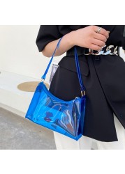 Summer Fashion Transparent Clear Jelly Handbag Shoulder Bags For Women Elegant Evening Bag Ladies Underarm Bag 2022