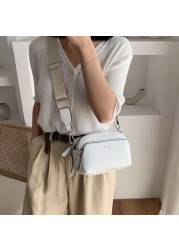 Quality bags for women 2022 fashion wild small square box wide straps female casual shoulder bag solid color lady messenger bag