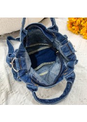 Canvas Cloth Women Small Shoulder Bag Girl Blue Canvas Small Canvas Handbag Casual Tote Detachable Strap Lady Zipper Wallet