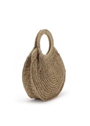 Rattan straw summer women's bag fashion woven circular ladies large capacity travel woman luxury handmade fashion handbag