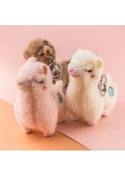 Cute Keychain Soft Cotton Standing Alpaca Shape Key Rings Chain Bag Jewelry Trinket Pendant Purse Bag Decor Key Chains Accessories