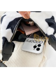 Casual Handbag Lady PU Plush Animal Pattern Underarm Shoulder Bag Pouch Popular Simple Female Daily Bag