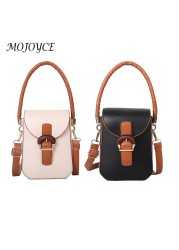 Women Saddle Bag Flap Small Shoulder Bag Simple Hit Color PU Leather for Outdoor Shopping Business Traveling