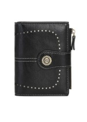 Pu Leather Wallet Women Short Zipper Wallets Retro Small Coin Purse Money Bag Wallet For Female Card Holder