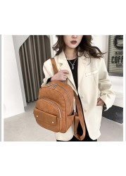 Korean Style Fashion High Quality Leather Backpack Women Large Capacity Travel Backpack School Bags For Girls Shoulder Bags