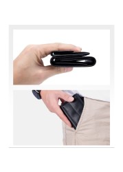 Unisex RFID Blocking Wallet Vintage Leather Credit Card Holder Short Wallet Small Coin Change Pocket Men Women Clutch Money Bag