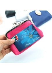 PU Leather Pocket Money Wallet Buckle Coin Purse Candy Color Card Holder Simple Double Layer Small Wallet Gift for Women Girls