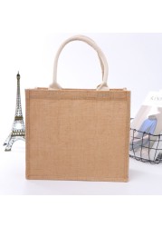 Reusable duffel bag eco-friendly burlap grocery beach shopping bags X7YA