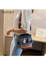 Ethnic Women's Shoulder Bag Crossbody Bag Tassel Knit Small Bucket Handbags Fashion Simple Luxury Design Female Bag Underarm Bags