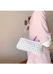 حقائب للنساء حقيبة يد جلدية موضة برشام أنثى تحت الإبط حقائب كتف Crossbody رسول حمل حقيبة سفر حزب مخلب 2022