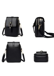 New Luxury Designer Women Mobile Phone Bag 2022 Fashion Solid Color High Quality Leather Ladies Shoulder Messenger Bag Bolsos