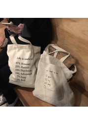 Bfuming Women Canvas Casual Letter Shoulder Bag Portable Bag Handbag Large Capacity Shopping Bag