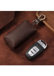 Men Crazy Horse Genuine Leather Key Wallet Coin Card Holder Money Bag With Keyring Zipper Pocket Car Mini Key Holder Purse