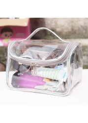 Travel PVC Cosmetic Bags INS Fashion Women Transparent Clear Zipper Makeup Bags Organizer Bath Wash Make Up Tote Handbags Case