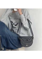 Xiuya 2022 Street Women Saddle Bag Chain Design Shoulder Bag Underarm Sweet Cool All-match Casual Messenger Bag Pouch Pouch