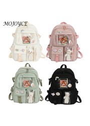 Solid Color Backpack Nylon Large Capacity Bag Girls Casual Leisure Bag Daily Travel Shopping Bag