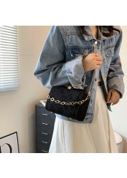 Simple Woven Fabric Women Shoulder Bag Elegant Casual Small Flower Chain Handbag Designer Leisure Purse Bag For Women Girls