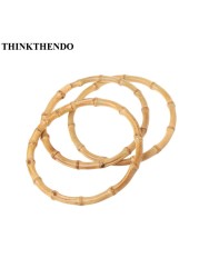 THINKTHENDO-مقبض دائري من الخيزران ، لحقيبة يد مصنوعة يدويًا ، وإكسسوارات حقائب DIY