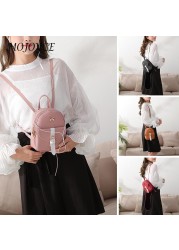 Women Backpacks Contrast Color Soft Handle PU Leather Small Shoulder Messenger Bag Daily Shopping Handbag