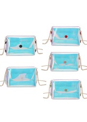 Women's laser crossbody bag PVC transparent waterproof messenger clutch tote bag for women girl outdoor shopping