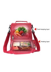 Beverage Storage Insulated Picnic Heating Food Office Multifunction Lunch Bag Container Travel Kitchen USB Charging Waterproof