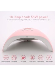 54W 18 Led Lights Nail Dryer UV Curing Lamp Nail Polish Gel Ice Povision Varnish Lamp Auto Sensor Nail Art Manicure Tool