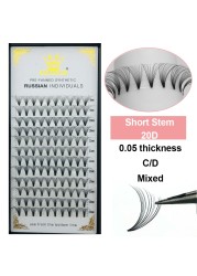 MASSCAKU Premade Russian Volume Short Stem Eyelash Extensions Wide Fans 3D 4D 5D 6D 10D 20D Faux Mink Lashes Wholesale