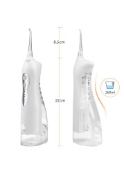 Portable Oral Irrigator USB Rechargeable Water Floss Lrrigator 260ml Dental Dental Dental Lrrigator Dental Water Jet + 5 Nozzle