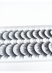 10 pairs of 3D false eyelashes, handmade, soft and hot, naturally, to create a perfect eye makeup, cross and thick