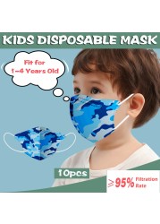 23 Styles 10pcs Kids Masks Children Baby 0-3 Years Old Mask Disposable Face Mask Camouflage Animal Print 4ply Ear Loop Masks