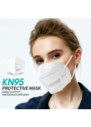 10-200 قطعة معتمد kn95 قناع fpp2 Mascarillas ffp2 homology ada ffp2fan 5 طبقات واقية أقنعة الوجه الأسود قناع جهاز التنفس