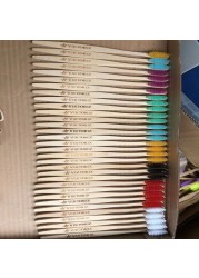 100pcs Eco-friendly Bamboo Reusable Toothbrush Portable Adult Wooden Soft Toothbrush Laser Custom Engraving Logo