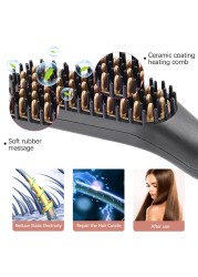 Professional Hair Comb Brush Beard Straightener Multifunctional Straightening Brush Hair Curler Fast Heating Styling Tools