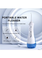 SEAGO Rechargeable Water Flosser Water Thread Oral Dental Irrigator Portable 3 Modes 200ml Water Jet Tank Waterproof IPX7 Home