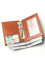 Genuine leather men's leather wallet, men's genuine leather wallet, delicate embossed horse design, foldable card holder