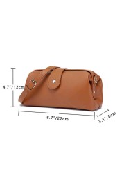 Retro Clip Bag for Women Vintage Doctor Bag Style Handbag and Purse High Quality PU Leather Female Shoulder Mini Tote 2022 New