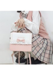 Xiuya Cute Lolita Bag Female Japanese Harajuku Bowknot Crossbody Shoulder Bag Kawaii Girls Backpack Bags for Women 3 Purpose