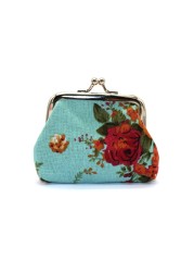 Fashion Vintage Floral Buckle Women Wallet Elegant Lady Retro Clutch Hasp Mini Cotton Bag Coin Purse Headphone Bag Coin Bag