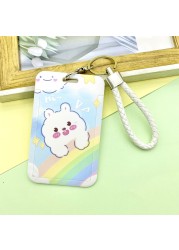 Cartoon ID Credit Card Holder Bank Students Bus Card Case Hand Rope Visit Door ID Badge Cover Cards for Women Men Pendants