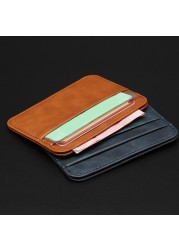 New Thin Mini PU Leather Wallet Slim Bank Credit Card Holder 5 Slots Business Mini ID For Men Women Coin Purse Card Holder