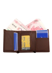 2022 Vintage Luxury Leather Men Wallet Short Slim Male Purses Money Clip Credit Card Dollar PU Leather Wallet Men's Wallet Card