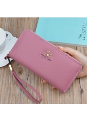 Wallet Women Long Fashion Coin Purse Zipper Large Capacity Lychee Pattern Paper Wallet Clutch Bag Phone Pocket Card Holder