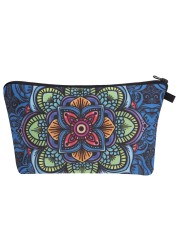 Fashion Mandala Printing Cosmetic Bag Datura Floral Print Mandala Pattern Cosmetic Bag Travel Bag Mandala Print Cosmetic Bag