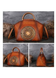 luxury women bag chinese style genuine leather handbags female shoulder messenger bag cowhide handmade ladies handbag