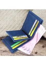 Men Wallet Money Bag Solid Color Leather Business Small Wallet Vintage Famous Male Wallets Purse Forever Young Wallet