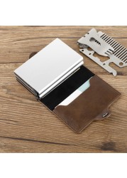 New Carbon Fiber Men Wallet RFID Anti-theft Slim Wallets For Women Double Layer Aluminum Alloy Card Holder Luxury Wallet For Men